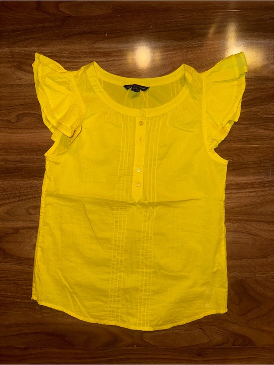 French Connection Tops - French Connection Yellow Pintuck Button Blouse